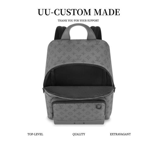 驴家 Racer*老花拉链开合 Monogram Shadow牛皮革 书包背包双肩包 男款 灰色（HH） 商品图2