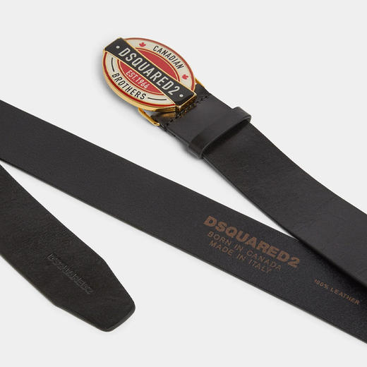 【二】DSQUARED2 男士珐琅金属搭扣牛皮腰带 黑色 BEM0480 12900001 M1165 商品图3