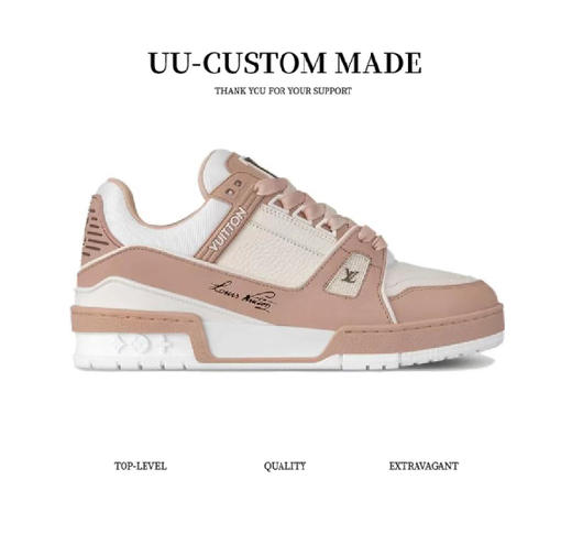 驴家 Trainer 牛皮革 圆头系带 低帮 板鞋 男女同款 粉（HC） 商品图1