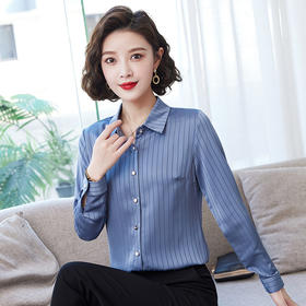 缎面条纹衬衫设计感职业垂坠衬衣TR-HGH6037