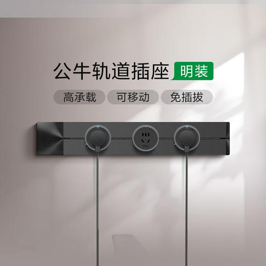 公牛GN-GB1黑色轨道插座(明装左接线+3个黑色适配器)500MM（纸箱） 商品图0