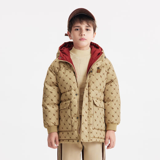 【秒】【MQD】童装儿童羽绒服冬季新款*老花时尚复古学院风中长冬装羽绒 商品图0