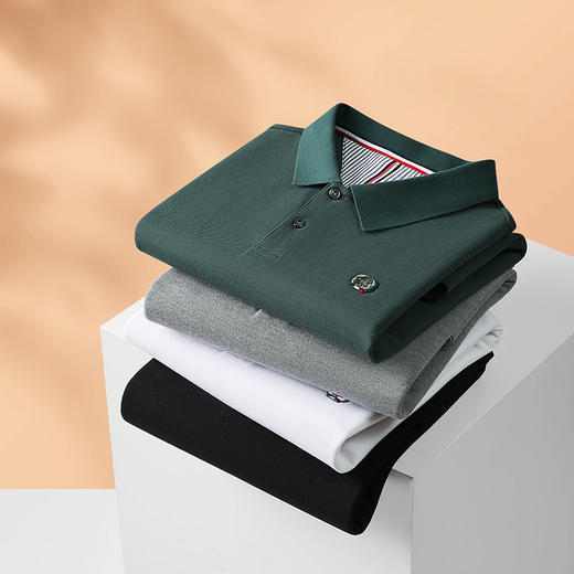 【100%棉】【新款DDP】大依优型大码长袖Polo衫翻领男装加肥加大体恤大号上衣胖子弹力休闲商务 商品图1