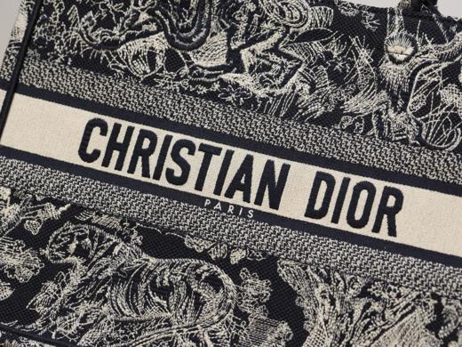 DIOR迪奥 BookTote Reverse茹伊印花 刺绣 托特包Tote包购物袋手提包 女款 蓝色）（CB） 商品图7