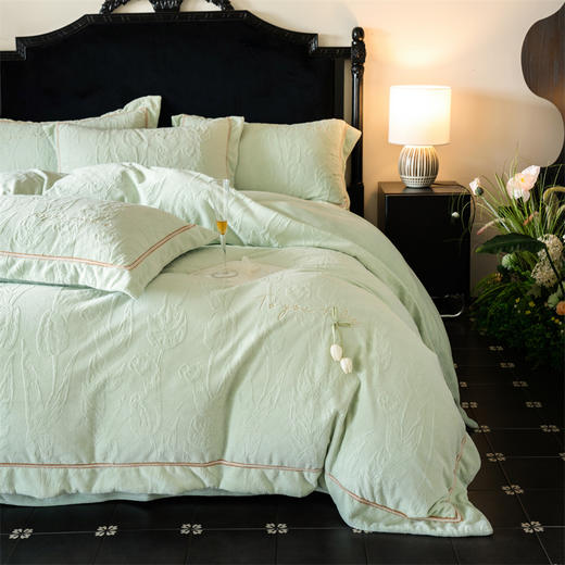 顶柔牛奶绒雕花绒刺绣四件套芙拉系列-TJ1548 商品图11