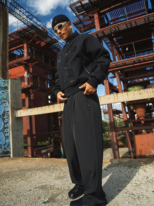 BK2024秋季黑色宽松微弹休闲西裤 商品图9