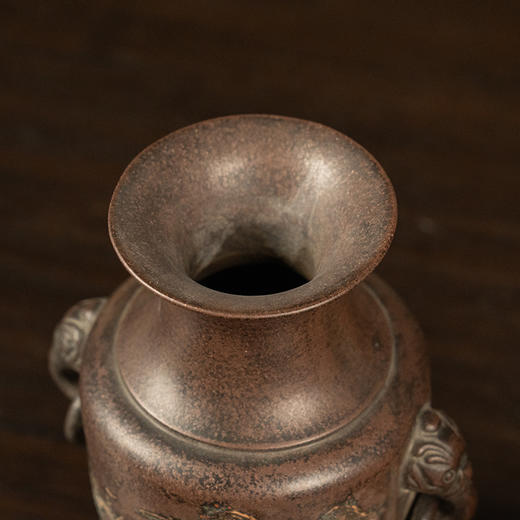 清 王南林款紫砂山水环耳赏瓶（一对） 商品图1