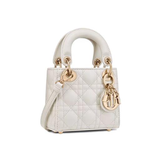 D迪家Lady mini  可拆卸可调节肩带藤格纹图案 羊皮革 戴妃包单肩斜挎手提包 超迷你 女款（HH） 商品图0