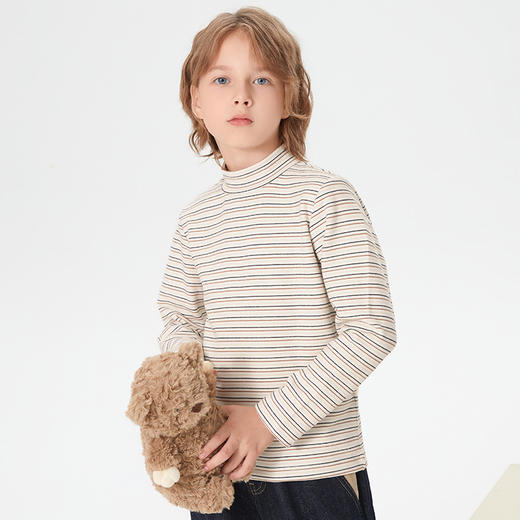 【MQD】童装冬季条纹打底衫半高领休闲内衣T恤9634W13 商品图1