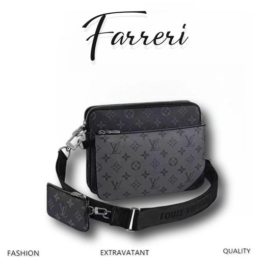 驴家M69443  男邮差包， 新升级版全刚渠道材料 黑花 商品图0