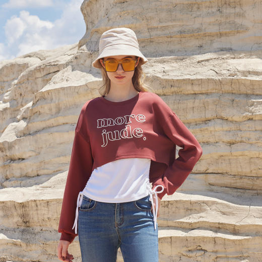 半身缘女装 秋季上衣真两件T恤青春流行时尚简约243113P01113246 商品图2