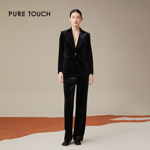 pure touch黑色女士丝绒西裤1368243379 商品图1
