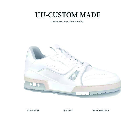 驴家   Trainer 皮革 系带浮雕  时尚板鞋  情侣款 男女同款  白水泥（HC） 商品图1