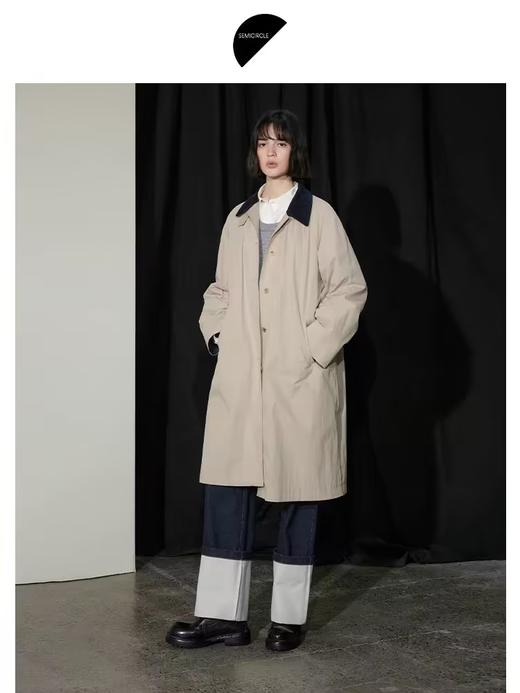 半圆/D24310385/简约撞色英伦长风衣 商品图0