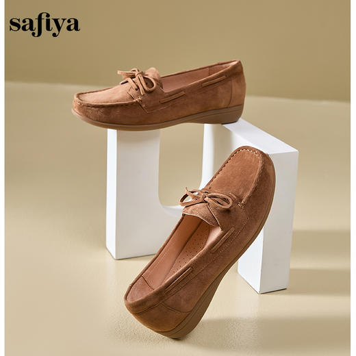 Safiya/索菲娅2024秋 复古真皮软底一脚蹬防滑休闲豆豆平底单鞋 SF43112438 商品图4