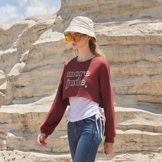 半身缘女装 秋季上衣真两件T恤青春流行时尚简约243113P01113246 商品图3