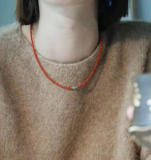 纯手工红色旺中女“中国红南红串绿松石项链手链 商品图12