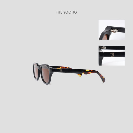THESOONG|极简设计轻便双色拼接手工制作黑框墨镜HWZB4565 商品图1