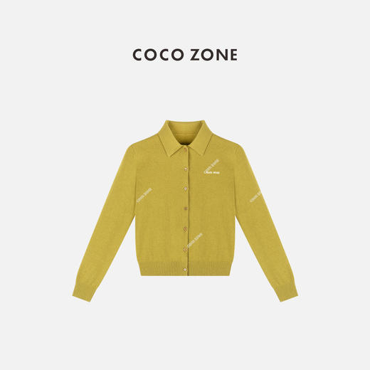 COCO ZONE 简约polo领毛针织开衫时尚单排扣上衣CC1C1883 商品图2