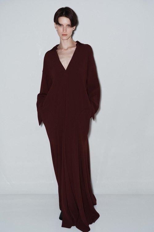 Ashlyn  酒红色/白色Claire解构式长袖连衣裙 商品图3