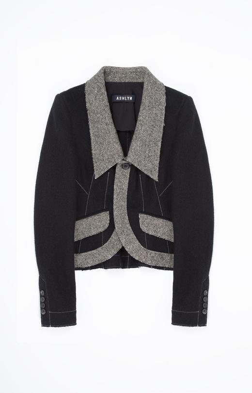 Ashlyn  灰黑拼色Davina羊毛短外套 商品图8