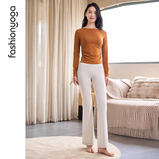 F14363一字领抽褶瑜伽长袖 商品图11