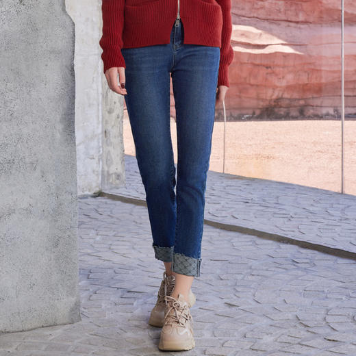 半身缘女裤 秋季新品九分牛仔裤高档简洁百搭舒适243102U30102532 商品图0