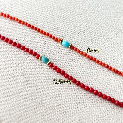 纯手工红色旺中女“中国红南红串绿松石项链手链 商品图4