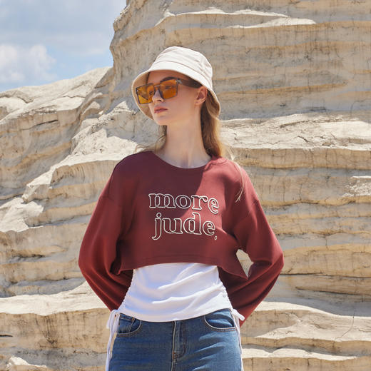 半身缘女装 秋季上衣真两件T恤青春流行时尚简约243113P01113246 商品图4