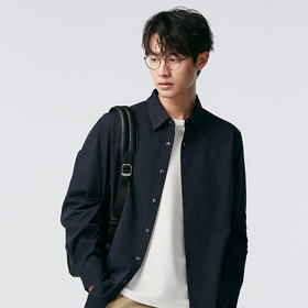 棉仓356804009-合体正肩轻量抗皱中空纱长袖翻领衬衫