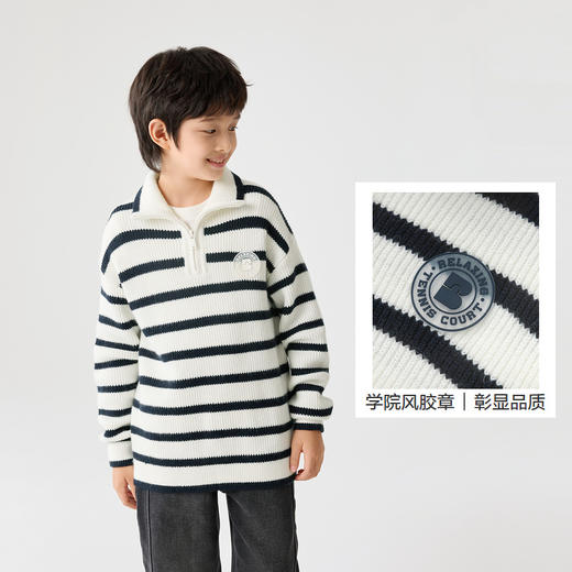 巴拉巴拉童装新款毛衣秋冬男童女童宝宝大童打底立领条纹时尚 商品图3