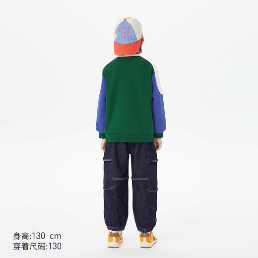 【MQD】童装男大童帅气加绒保暖卫衣秋冬新款韩版时尚撞色字母上衣 商品图3