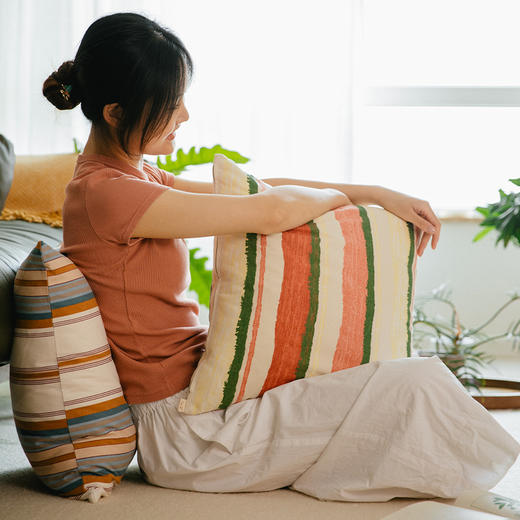 热烈条纹系列靠包客厅软包轻奢高级感复古午睡 商品图1