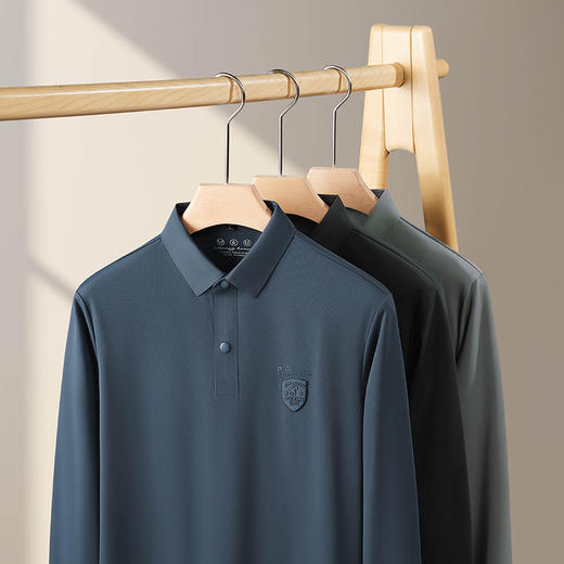 【新款DDP】大依优型大码弹力长袖Polo衫翻领男装加肥加大体恤大号上衣胖子弹力休闲商务 商品图4