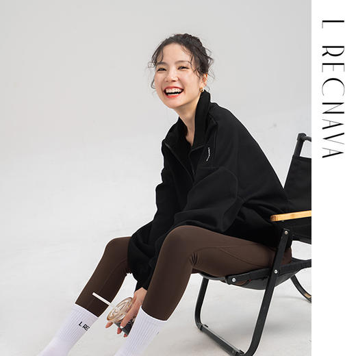 L RECNAVA [72%棉] 宽松运动套头卫衣 显瘦遮肉 半拉链高领休闲上衣 商品图7