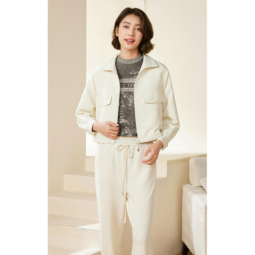 乔万尼外套女初秋短款翻领夹克减龄百搭EM3B382 商品图1