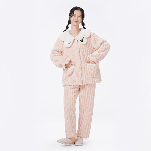 都市丽人睡衣生活家居长袖家居服长毛绒提花厚女士长毛绒套装LHT1Q3 商品图1