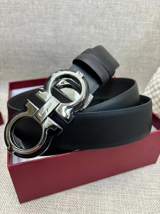 菲拉格慕 男士腰带 皮革银扣双面可调式  宽3.5CM（BM） 商品图2