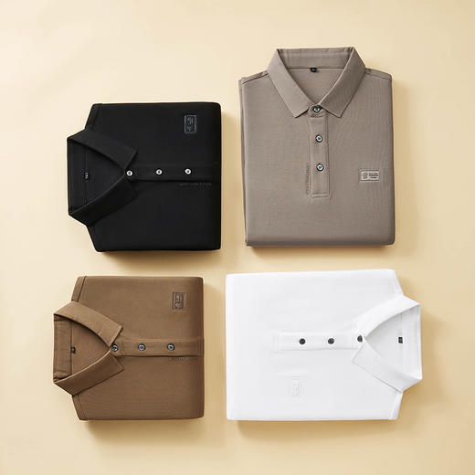 【100%棉】【新款DDP】大依优型大码长袖Polo衫翻领男装加肥加大体恤大号上衣胖子弹力休闲商务 商品图2