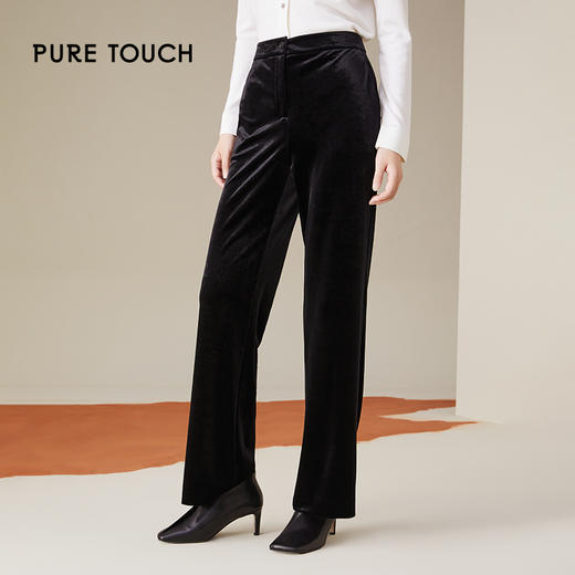 pure touch黑色女士丝绒西裤1368243379 商品图3