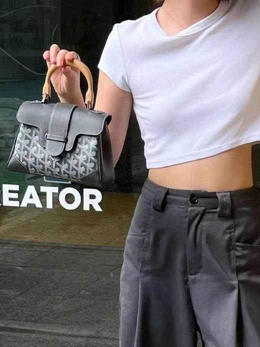 GOYARDl Saigon 老花满印皮革包角可拆卸肩带 榉木帆布拼皮 小废包贵妇包 单肩手提包 迷你 女款 11色可选（CB） 商品图2