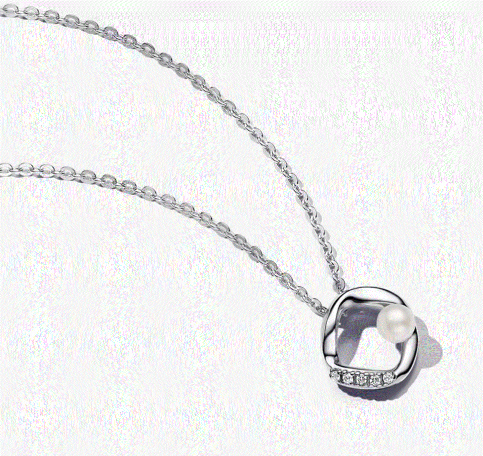 百货世界-潘多拉密镶圆圈珍珠锁骨链