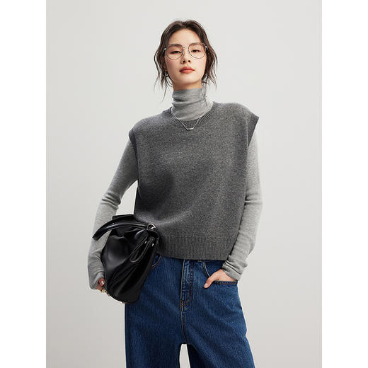 棉仓356635003-三醋酸天丝羊绒一体成型高领打底衫 商品图1