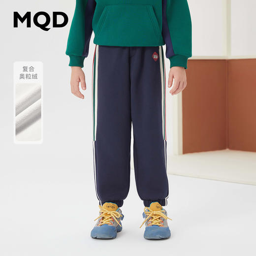 【MQD】童装男大童冬季新款加绒运动休闲裤中大儿童条杠针织裤潮 商品图0