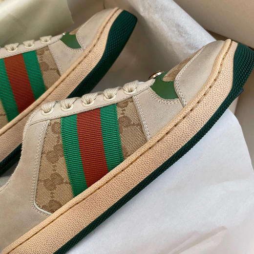 GUCCI古驰 Screener 帆布 GG珐琅 脏脏鞋 时尚板鞋 男女同款（HC） 商品图8