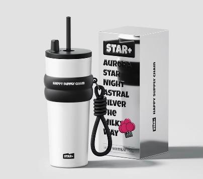 世大家极光星夜吸管杯北国山川（白色）710ml 商品图0