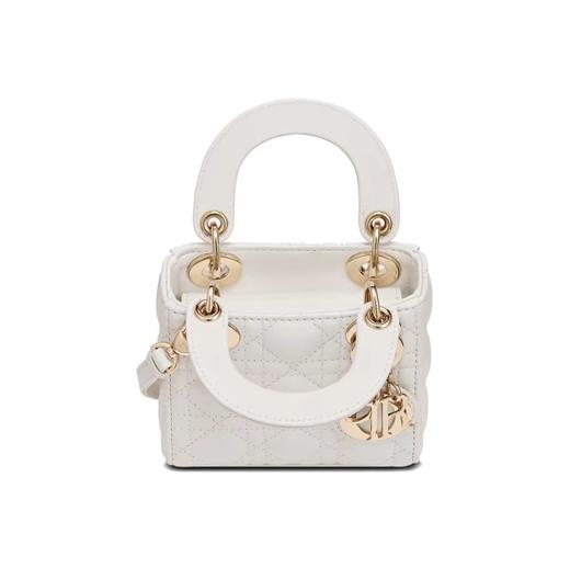 D迪家Lady mini  可拆卸可调节肩带藤格纹图案 羊皮革 戴妃包单肩斜挎手提包 超迷你 女款（HH） 商品图1