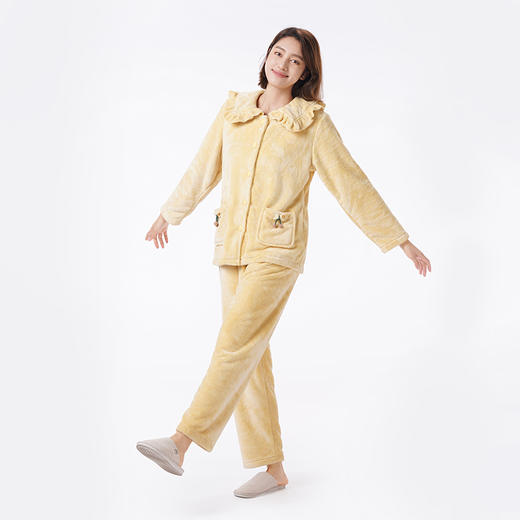 都市丽人睡衣超值精选长袖家居服双面法兰绒厚女士法兰绒套装LHT1K4 商品图2