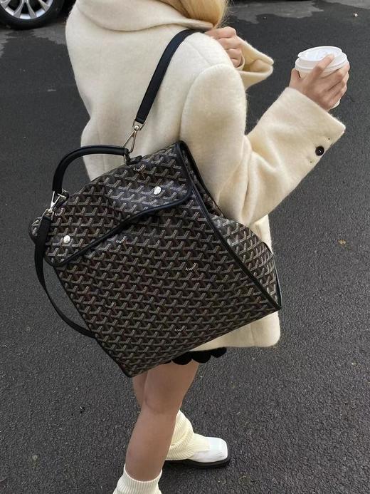 戈雅-狗牙狗牙Y字老花满印可折叠多口袋大容量 帆布拼小牛皮 手提包双肩包 中号 男女同款情侣款 11色可选（CB） 商品图3