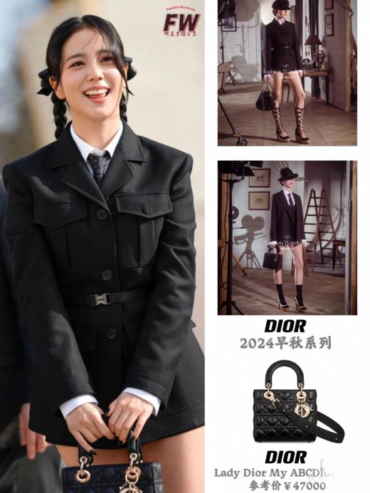 迪家| Lady DiorMy ABCDior 浅金色饰面金属吊饰藤格纹 小羊皮 单肩斜挎手提包白色 四格 女款多色可选（HH） 商品图6